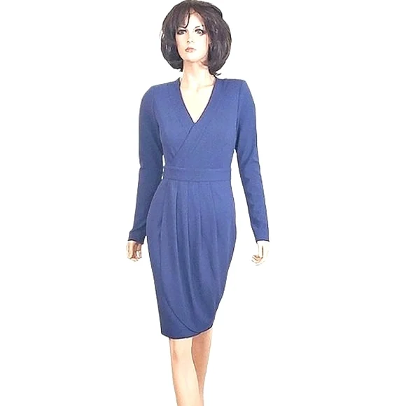 donna karan blue dress Donna Karan Women's A-Line Halter Midi Dress - Taffeta Blue main image 1